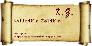 Kolimár Zalán névjegykártya
